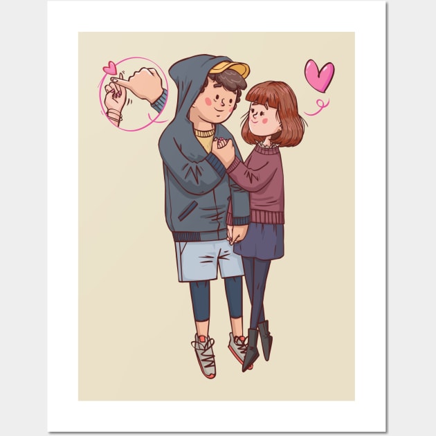 couple pinky promise lover Wall Art by Mako Design 